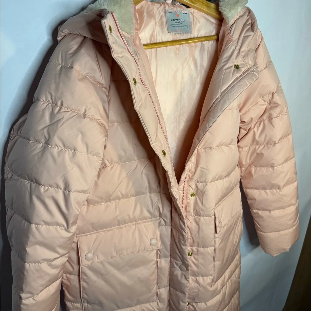 Girls Crewcuts J Crew Pink Puffer Primo loft Coat  XL NWT